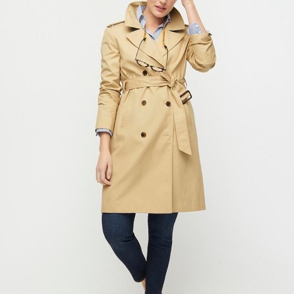 J. Crew Icon Khaki Water-Repellent Belted Trench Coat - Picture 15 of 16